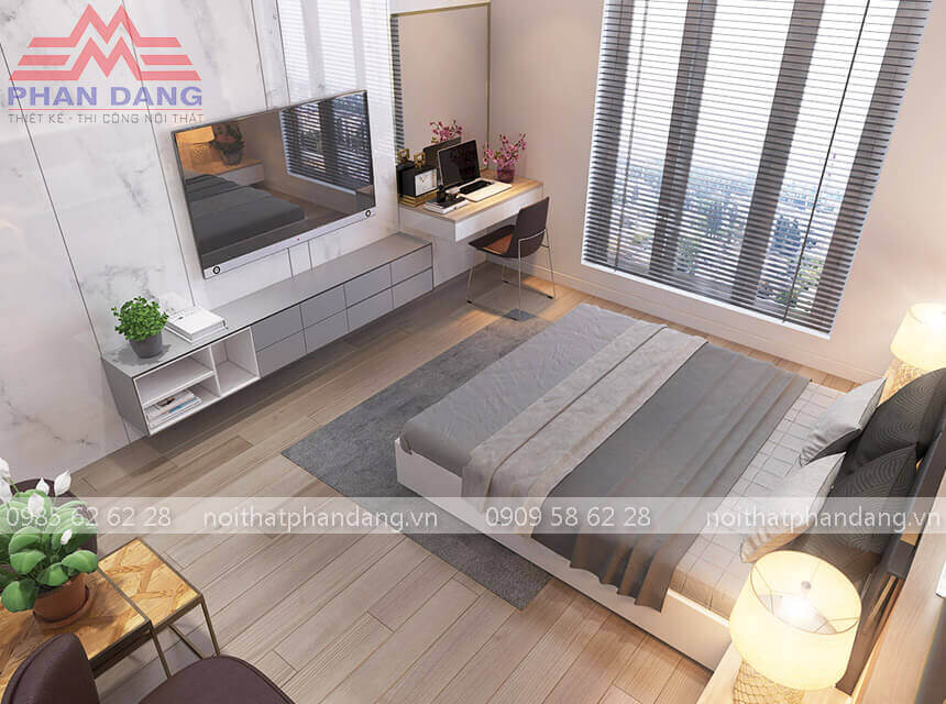 mẫu thiết kế nội thất phòng ngủ chung cư đẹp 